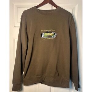 Alpha Loft Death & Dreams Embroidered Sweatshirt Just Hoods Brown Men's L